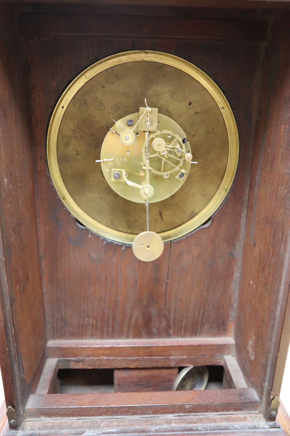 A French mantel clock, convex enamelled dial, Japy Freres bell-striking movement, with gilt brass mounted, height 48cm